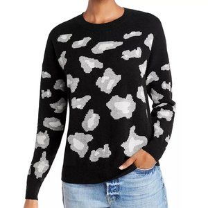 AQUA Animal Print Black Cashmere Sweater